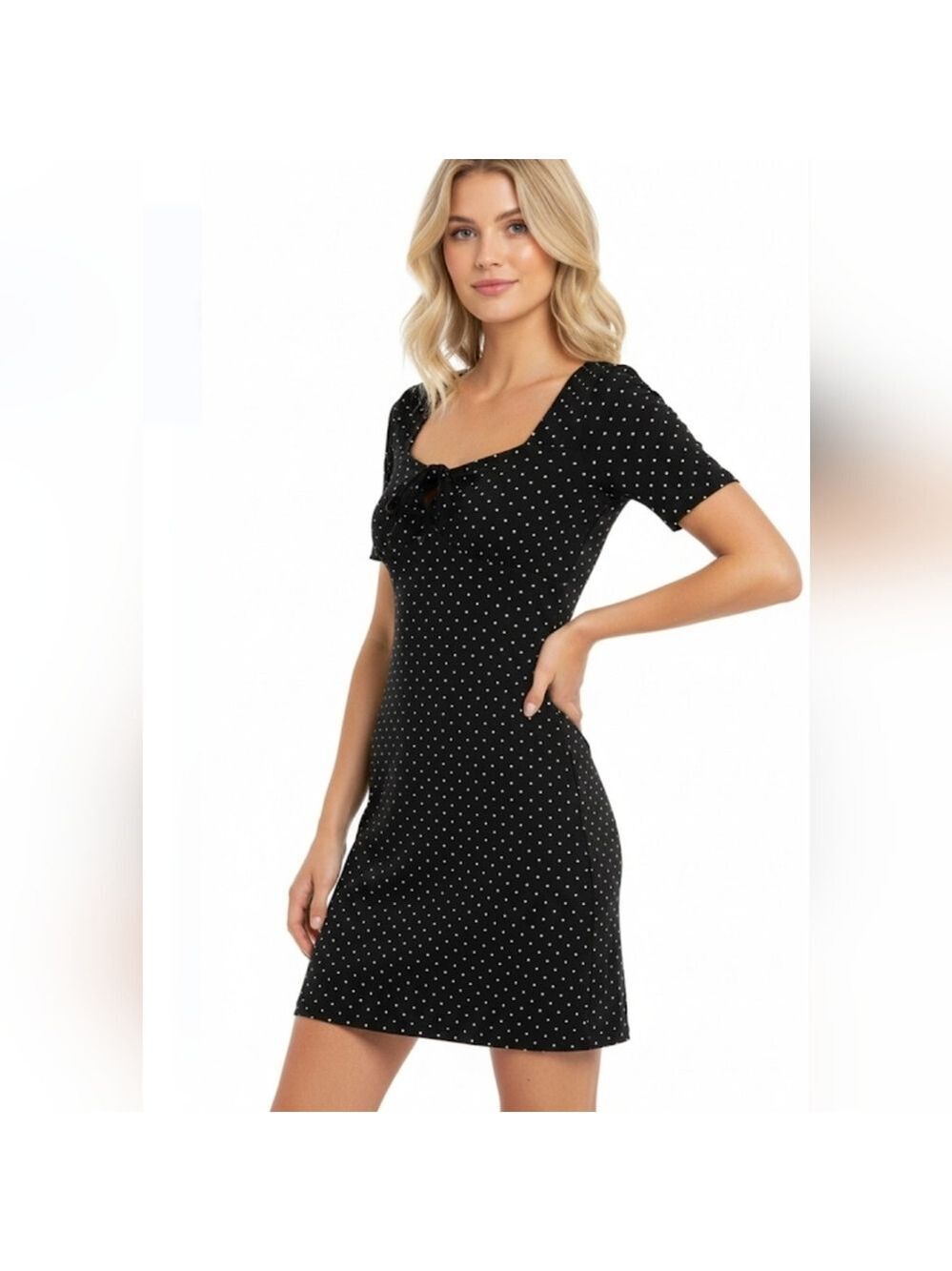 ABERCROMBIE AND FITCH Black Polka Dot Short Sleeve Mini Dress Size XS